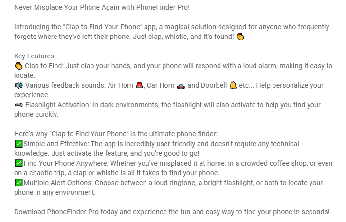how to write a good app store description