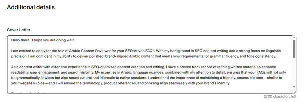 how to write a cover letter for upwork proposal